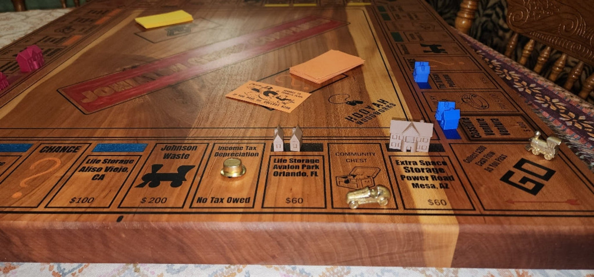 Heirloom quality CUSTOM Monopoly board - Hooyah Woodworks LLC