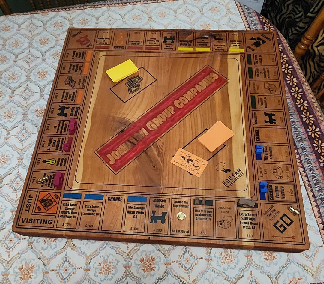 Heirloom quality CUSTOM Monopoly board - Hooyah Woodworks LLC
