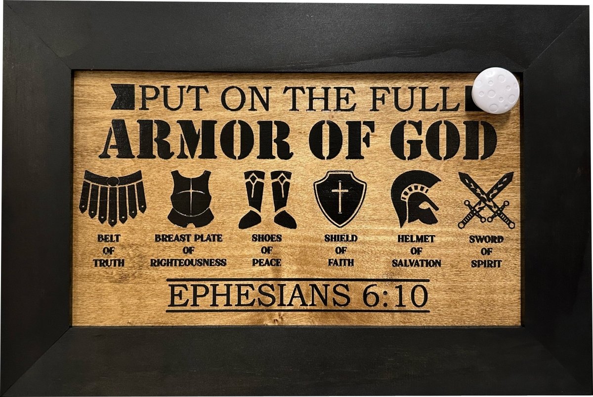 Hidden Gun Cabinet Put On The Full Armor Of God, Secure Concealed Ephesians 6:10 Gun Safe by Bellewood Designs - Hooyah Woodworks LLC