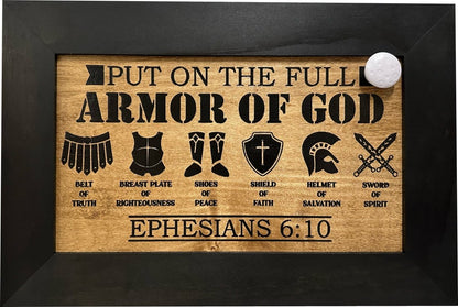 Hidden Gun Cabinet Put On The Full Armor Of God, Secure Concealed Ephesians 6:10 Gun Safe by Bellewood Designs - Hooyah Woodworks LLC