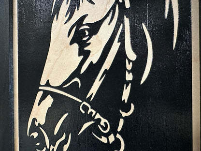 Hidden Gun Safe Black Horse Wall Art Decoration - Secure Gun Cabinet by Bellewood Designs - Hooyah Woodworks LLC