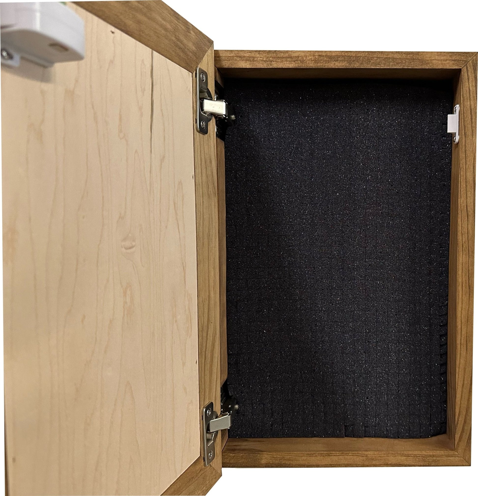 Wooden box with a black interior