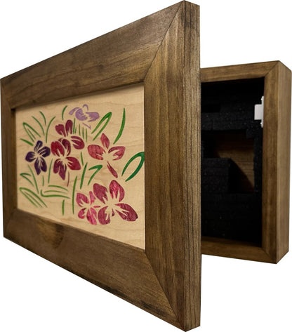 Hidden Gun Safe Just Flowers Wall Decoration - Wood Gun Cabinet To Securely Store Your Gun In Plain Sight by Bellewood Designs - Hooyah Woodworks LLC