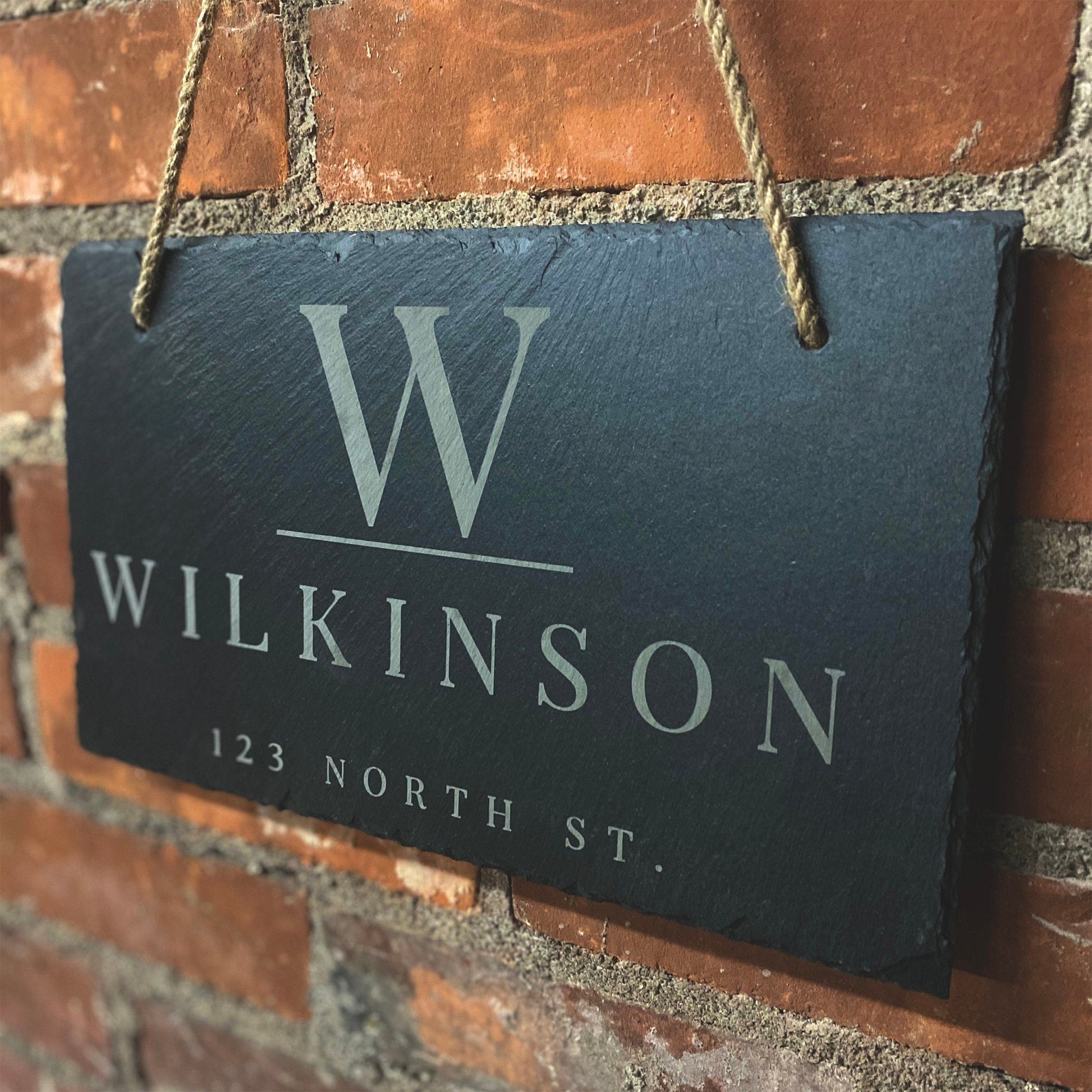 Personalized Slate Home Sign | Last Name Slate Address Sign | 11.75" x 7" Size | Street Number Sign | Slate Hanging Sign - Hooyah Woodworks LLC