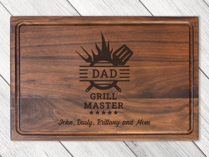 Personalized Gift For Dad, Dad Grill Master Cutting Board, Custom Grilling Gift For Dad, BBQ Gift For Dad, Custom Cutting Board - USA Made - Hooyah Woodworks LLC
