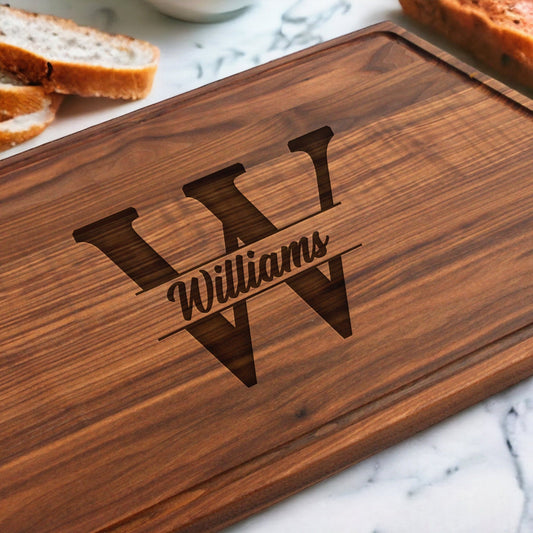 Extra Large Custom Engraved 24"x 18" Cutting Board, Laser Engraved Walnut Cutting Board, Monogrammed Cutting Board, Made in the USA - Hooyah Woodworks LLC