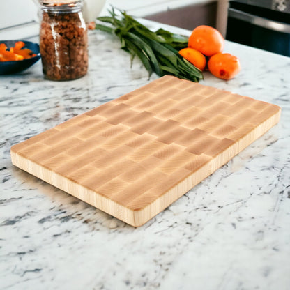Maple Large End Grain Cutting Board, Maple Butcher Block with Rubber Feet, Wedding Gift, Anniversary Gift, Father's Day Gift, USA Made - Hooyah Woodworks LLC