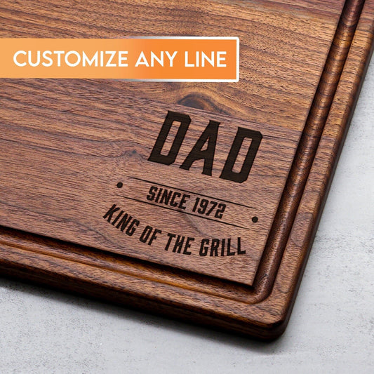 King of the Grill Cutting Board, Personalized Gift For Dad, Custom Grilling Gift For Dad, BBQ Gift For Dad, Custom Cutting Board - USA Made - Hooyah Woodworks LLC