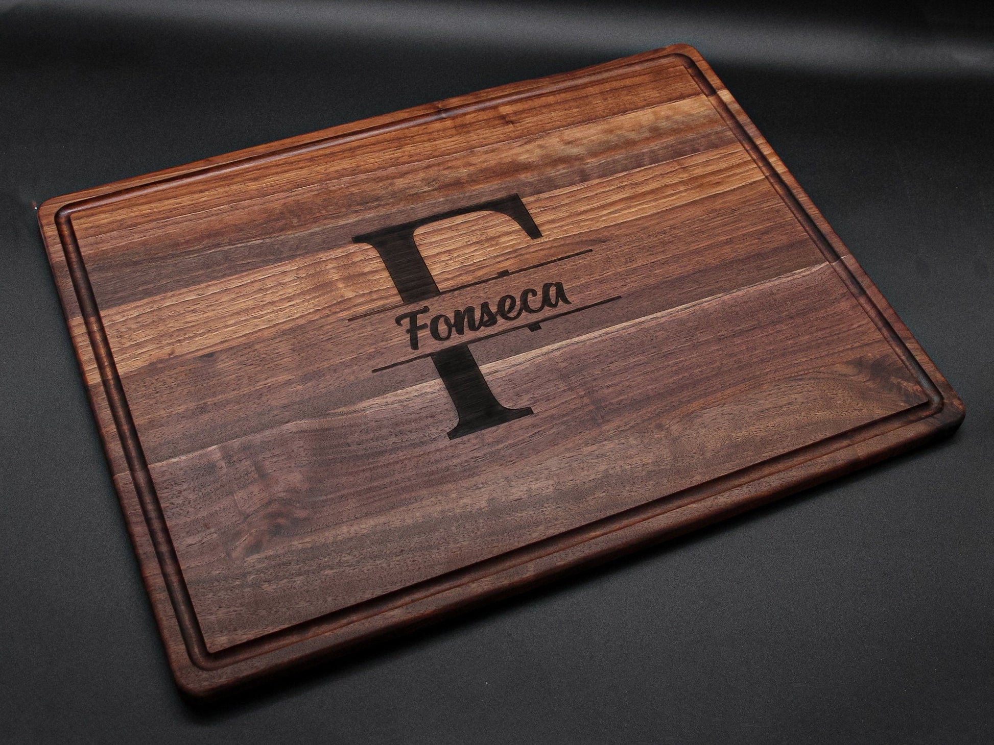 Extra Large Custom Engraved 24"x 18" Cutting Board, Laser Engraved Walnut Cutting Board, Monogrammed Cutting Board, Made in the USA - Hooyah Woodworks LLC