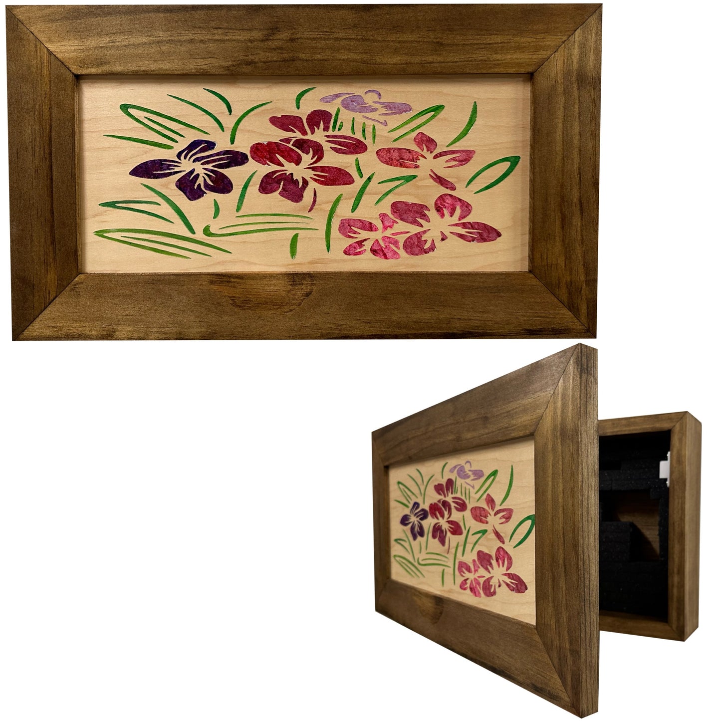 Hidden Gun Safe Just Flowers Wall Decoration - Wood Gun Cabinet To Securely Store Your Gun In Plain Sight