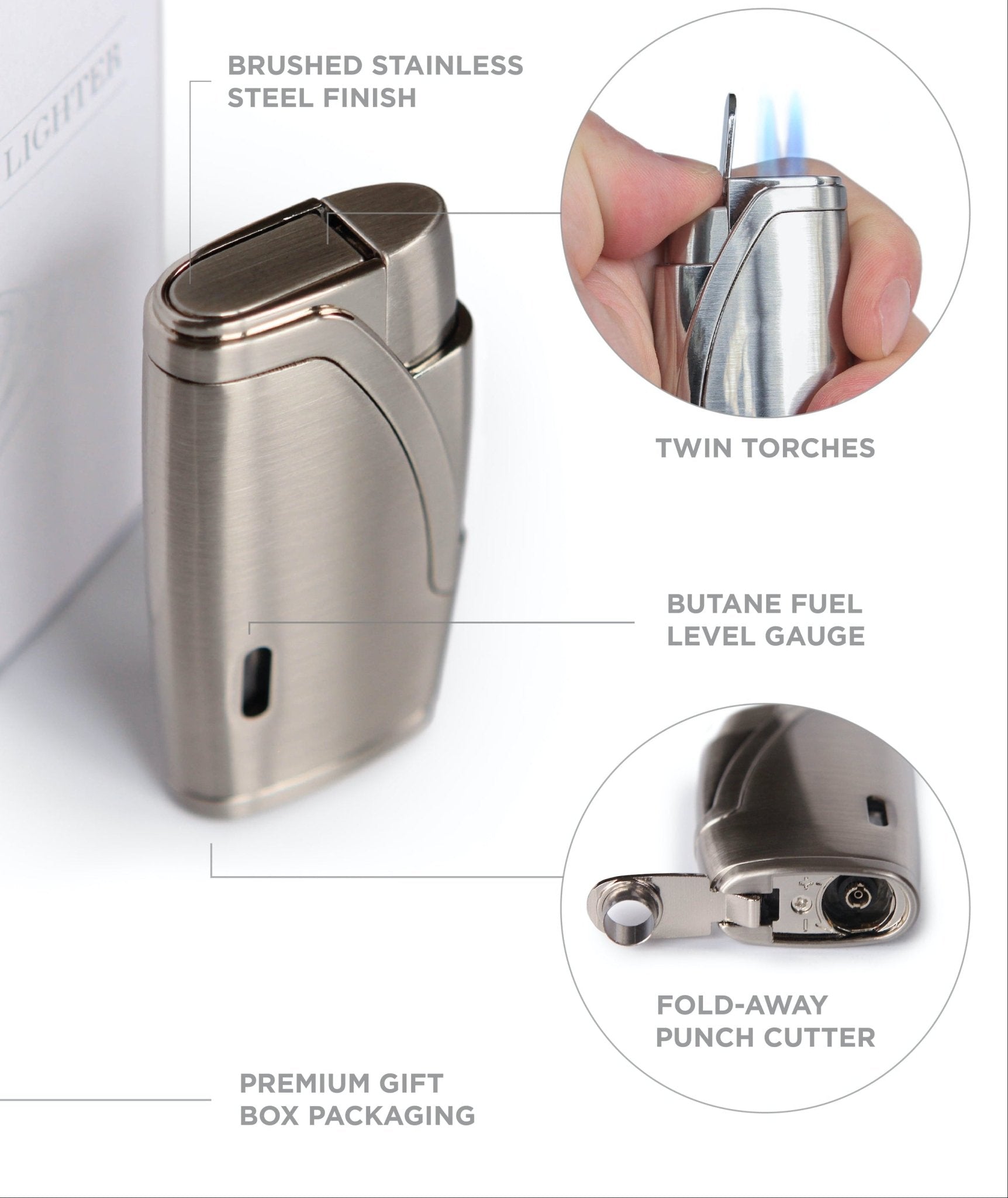 Klaro Double Torch Lighter - Hooyah Woodworks LLC