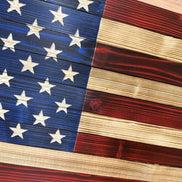 Large Red and Blue American Flag Hidden Gun Storage Cabinet - Hooyah Woodworks LLC