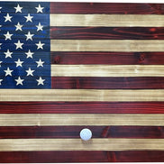 Large Red and Blue American Flag Hidden Gun Storage Cabinet - Hooyah Woodworks LLC