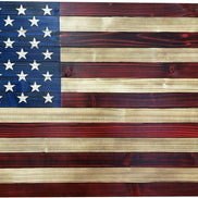 Large Red and Blue American Flag Hidden Gun Storage Cabinet - Hooyah Woodworks LLC