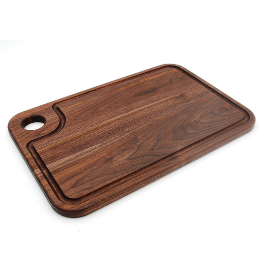 Large Wood Cutting Board With Thumb Hole and Juice Groove 18x12 Inches, Wood Cheese Board, Wooden Chopping Board, 100% Made in the USA - Hooyah Woodworks LLC