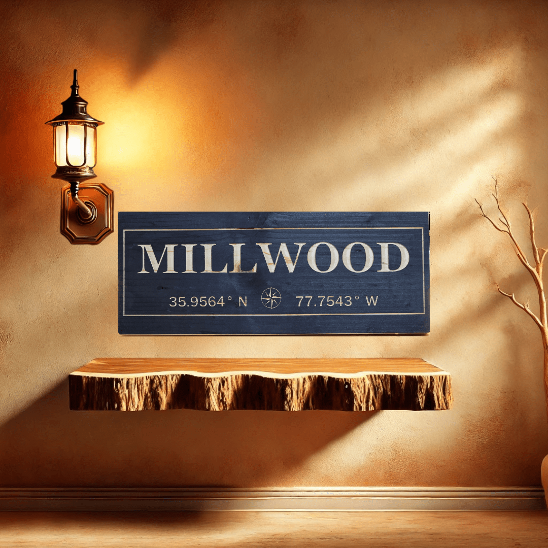 Location wood sign with personalized coordinates - Hooyah Woodworks LLC