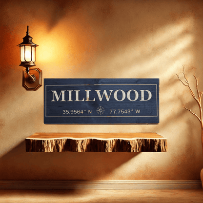 Location wood sign with personalized coordinates - Hooyah Woodworks LLC