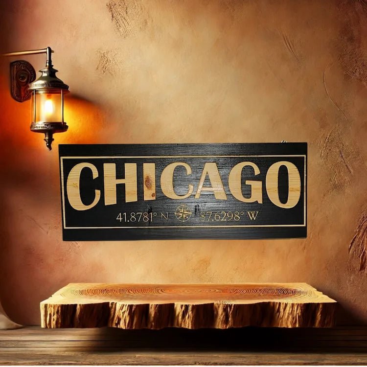 Location wood sign with personalized coordinates - Hooyah Woodworks LLC