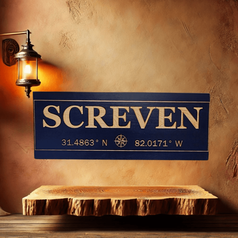 Location wood sign with personalized coordinates - Hooyah Woodworks LLC