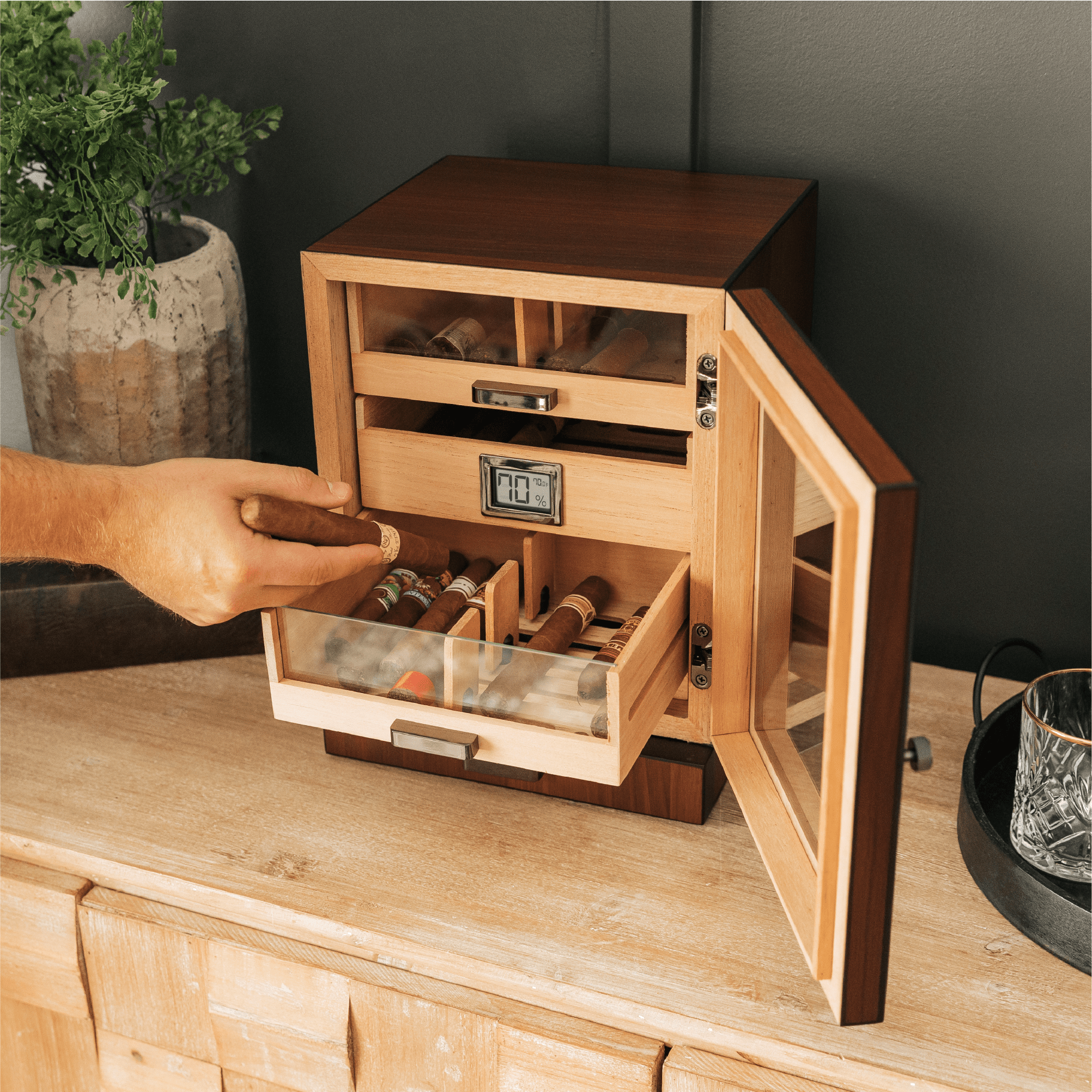 Luca Humidor Cabinet + Smart Valet - Hooyah Woodworks LLC