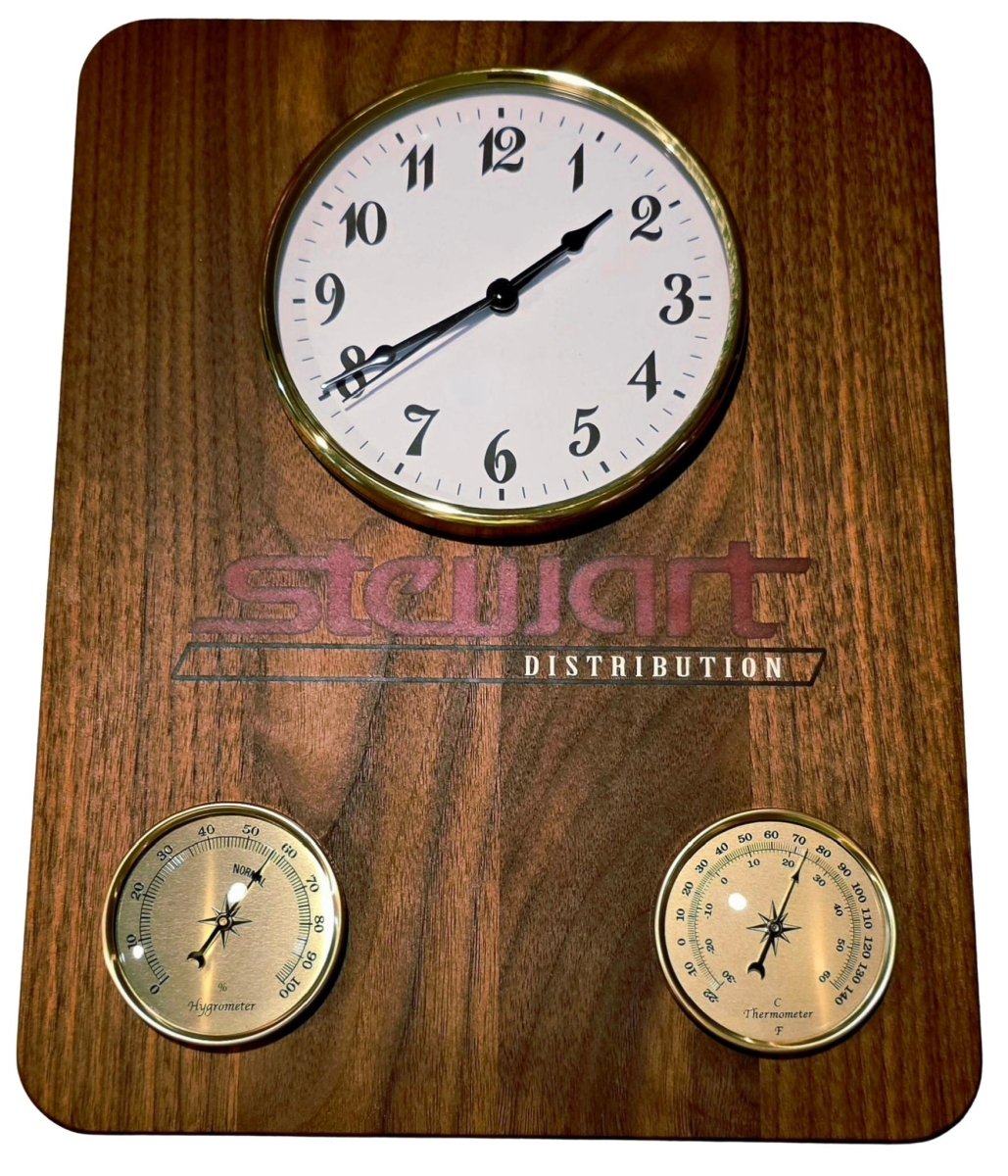 Luxury Walnut Clock with Humidity and Temperature. - Hooyah Woodworks LLC