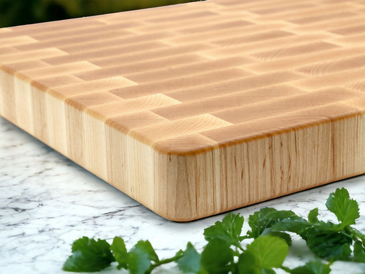 Maple Large End Grain Cutting Board, Maple Butcher Block with Rubber Feet, Wedding Gift, Anniversary Gift, Father's Day Gift, USA Made - Hooyah Woodworks LLC