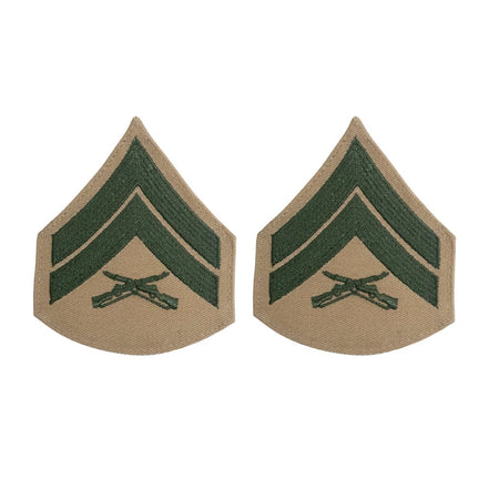 Marine Corps Chevron: Corporal - green embroidered on khaki, female - Hooyah Woodworks LLC