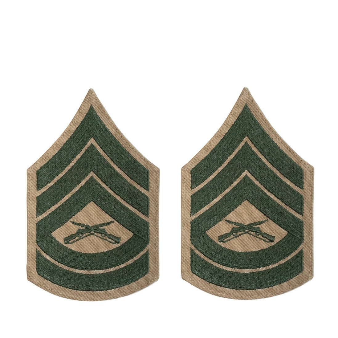 Marine Corps Chevron: Gunnery Sergeant - green on khaki for female - Hooyah Woodworks LLC