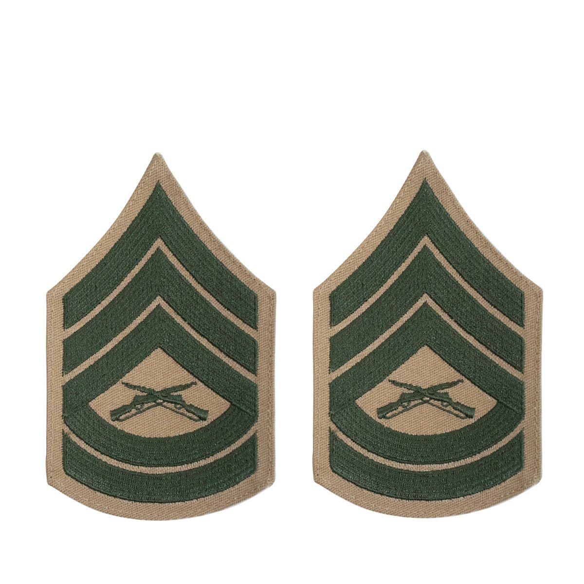 Marine Corps Chevron: Gunnery Sergeant - green on khaki for female - Hooyah Woodworks LLC