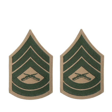 Marine Corps Chevron: Gunnery Sergeant - green on khaki for female - Hooyah Woodworks LLC