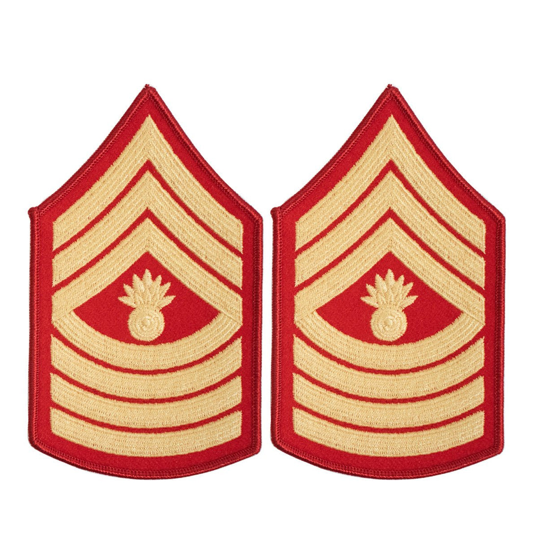 Marine Corps Chevron: Master Gunnery Sergeant - gold on red for female - Hooyah Woodworks LLC