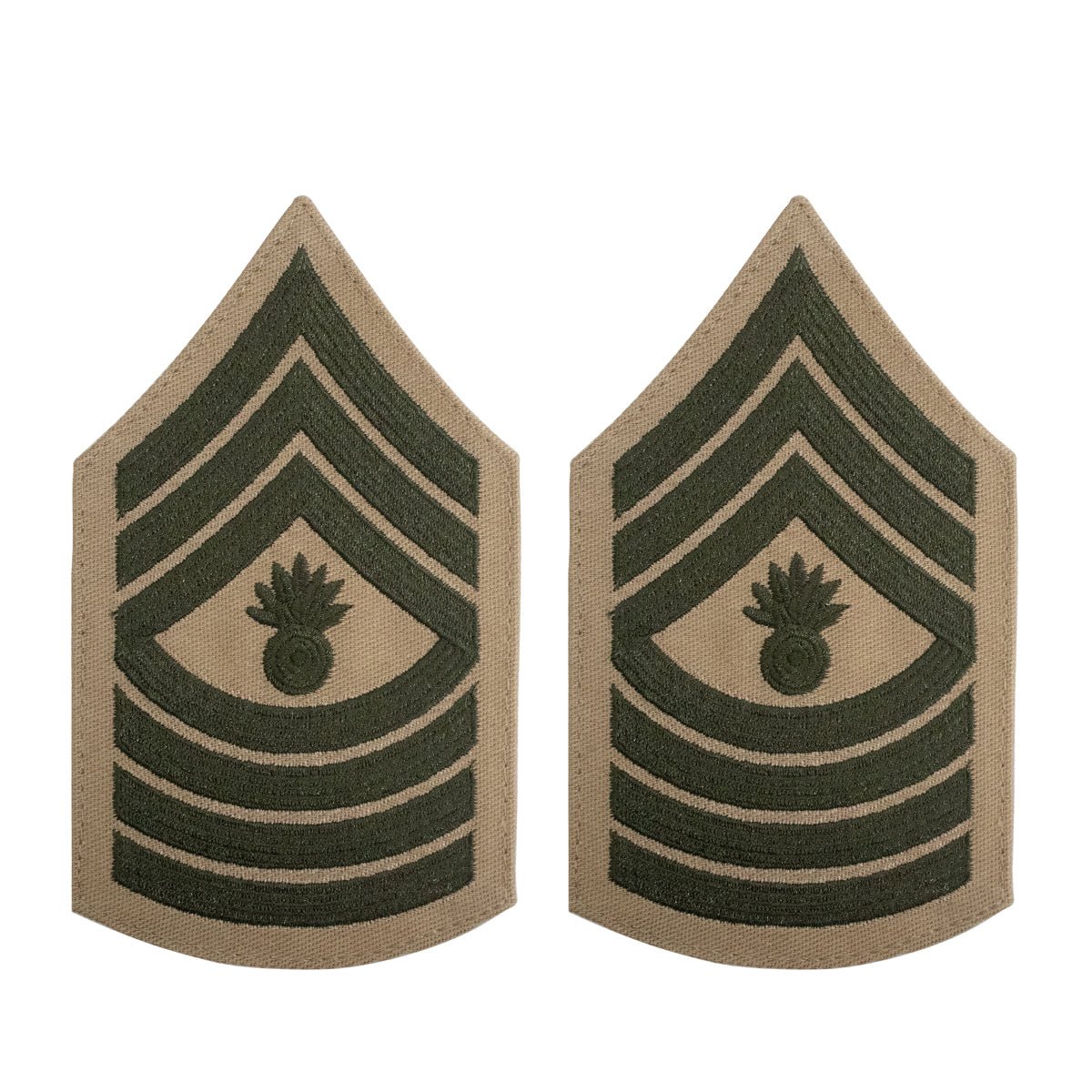 Marine Corps Chevron: Master Gunnery Sergeant - green on khaki, female - Hooyah Woodworks LLC