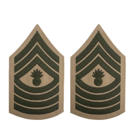 Marine Corps Chevron: Master Gunnery Sergeant - green on khaki, female - Hooyah Woodworks LLC