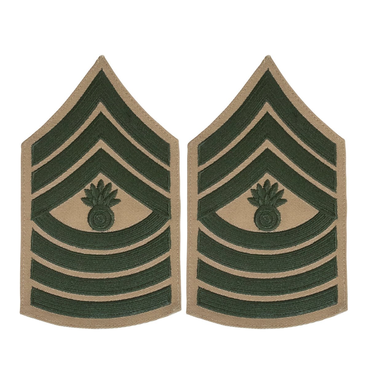 Marine Corps Chevron: Master Gunnery Sergeant - green on khaki for male - Hooyah Woodworks LLC