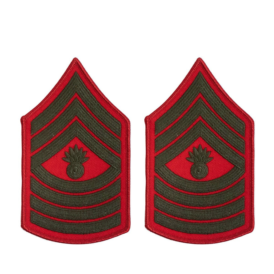 Marine Corps Chevron: Master Gunnery Sergeant - green on red for female - Hooyah Woodworks LLC