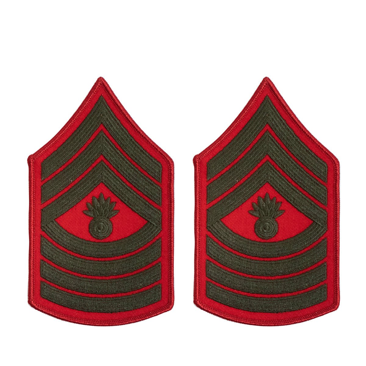 Marine Corps Chevron: Master Gunnery Sergeant - green on red for female - Hooyah Woodworks LLC
