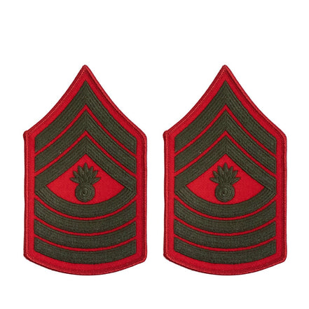 Marine Corps Chevron: Master Gunnery Sergeant - green on red for female - Hooyah Woodworks LLC