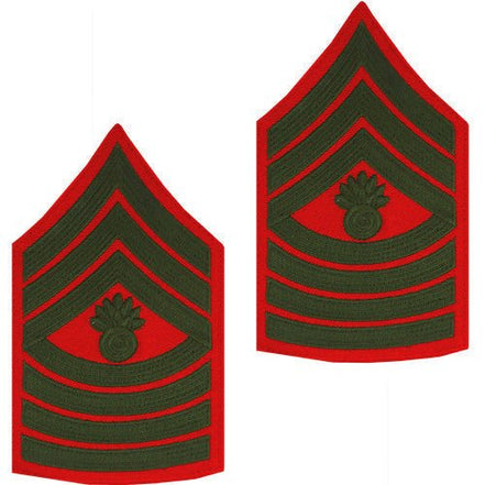 Marine Corps Chevron: Master Gunnery Sergeant - green on red for male - Hooyah Woodworks LLC