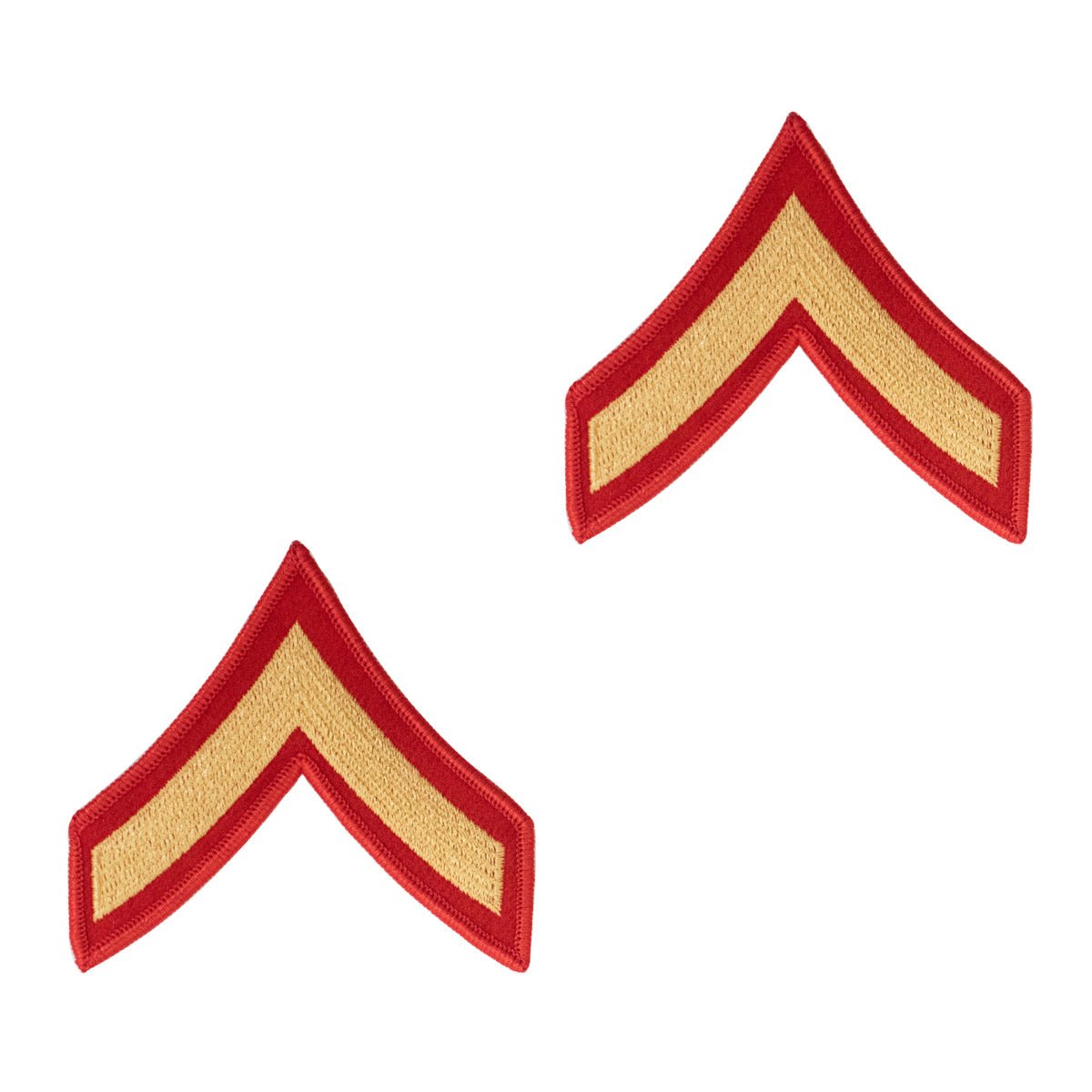 Marine Corps Chevron: Private First Class - Gold on Red for Female - Hooyah Woodworks LLC