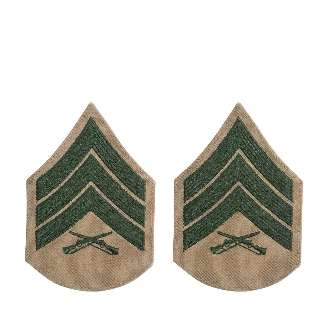 Marine Corps Chevron: Sergeant - green embroidered on khaki, female - Hooyah Woodworks LLC