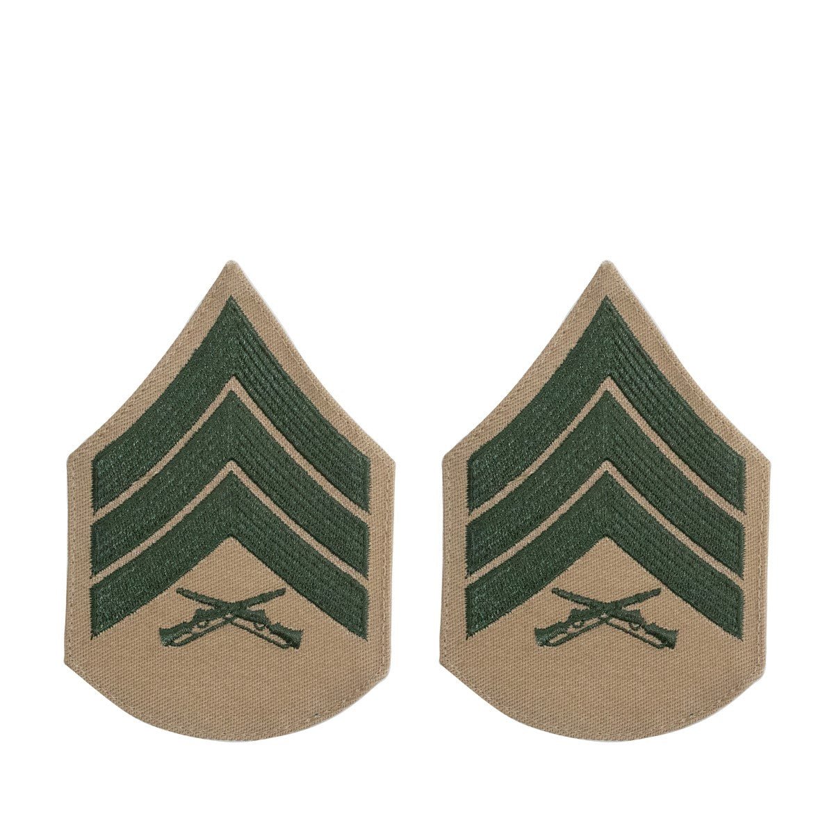 Marine Corps Chevron: Sergeant - green embroidered on khaki, female - Hooyah Woodworks LLC