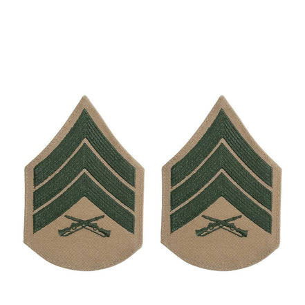 Marine Corps Chevron: Sergeant - green embroidered on khaki, female - Hooyah Woodworks LLC
