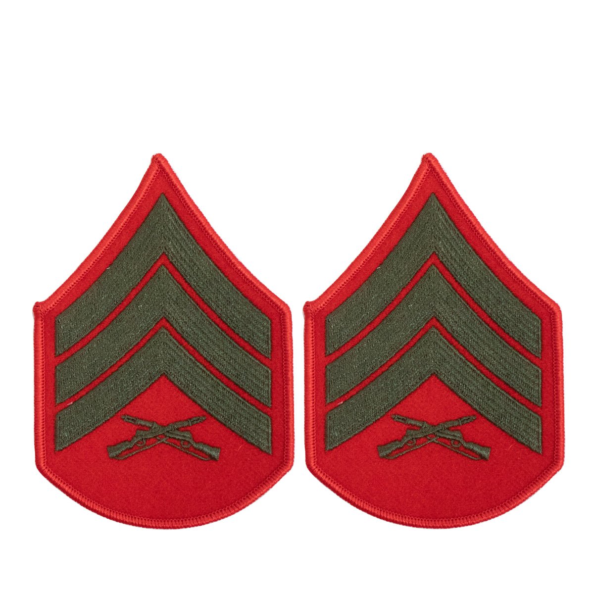 Marine Corps Chevron: Sergeant - green embroidered on red, female - Hooyah Woodworks LLC
