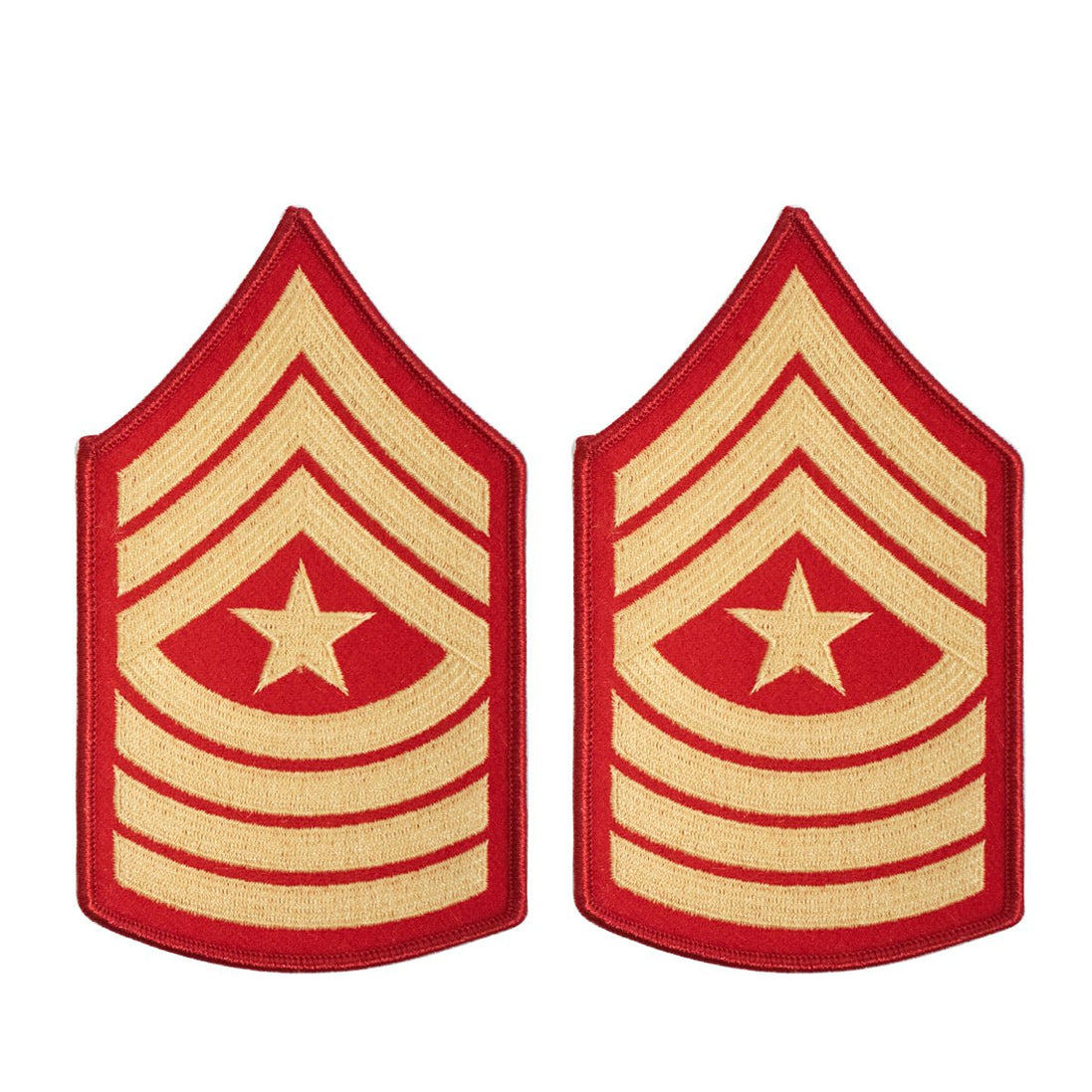 Marine Corps Chevron: Sergeant Major - gold embroidered on red, female - Hooyah Woodworks LLC