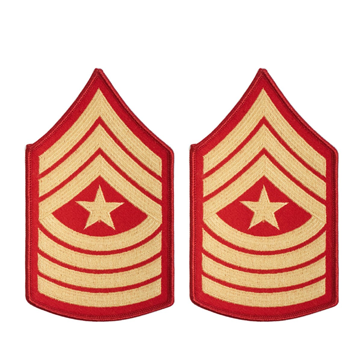 Marine Corps Chevron: Sergeant Major - gold embroidered on red, female - Hooyah Woodworks LLC