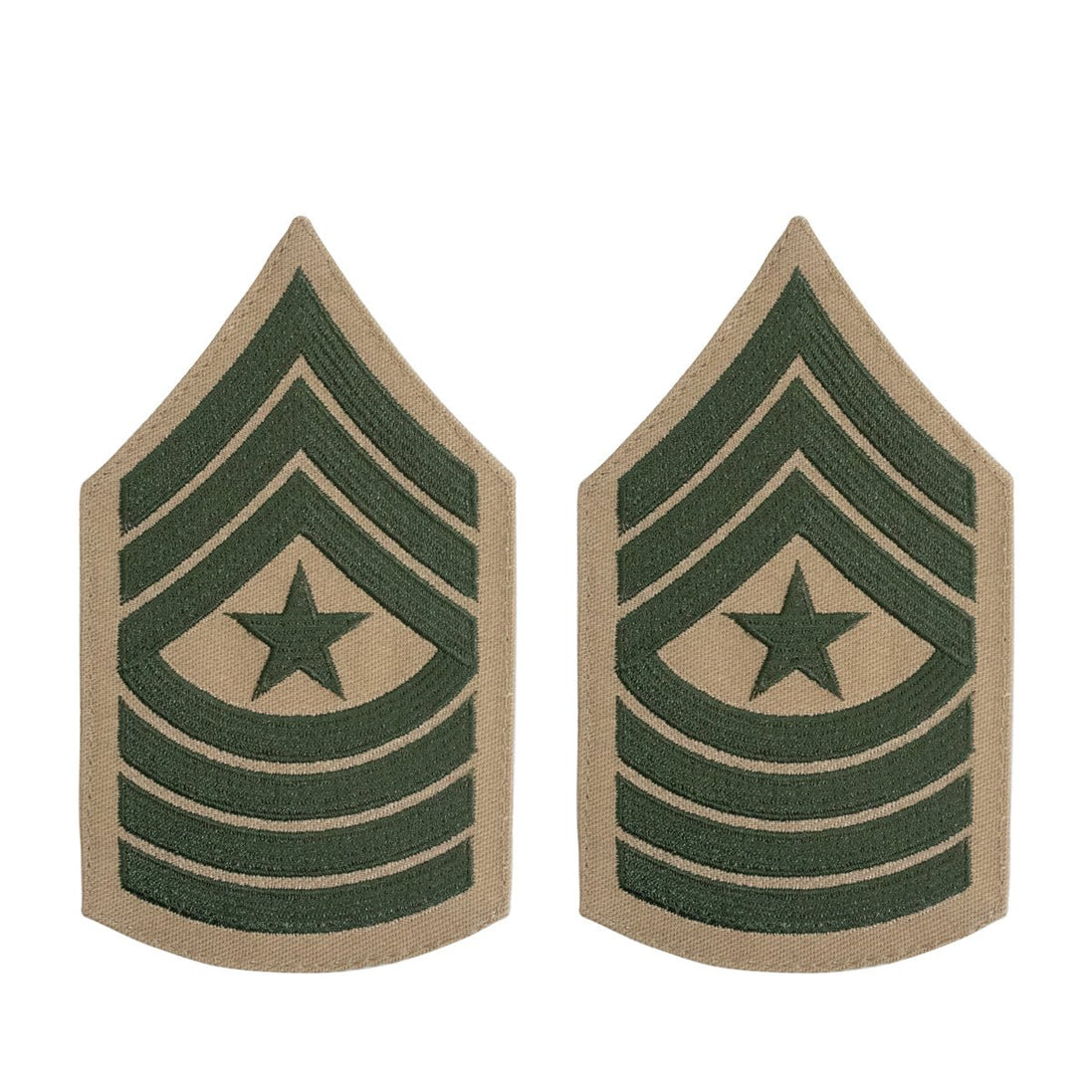 Marine Corps Chevron: Sergeant Major - green embroidered on khaki, female - Hooyah Woodworks LLC