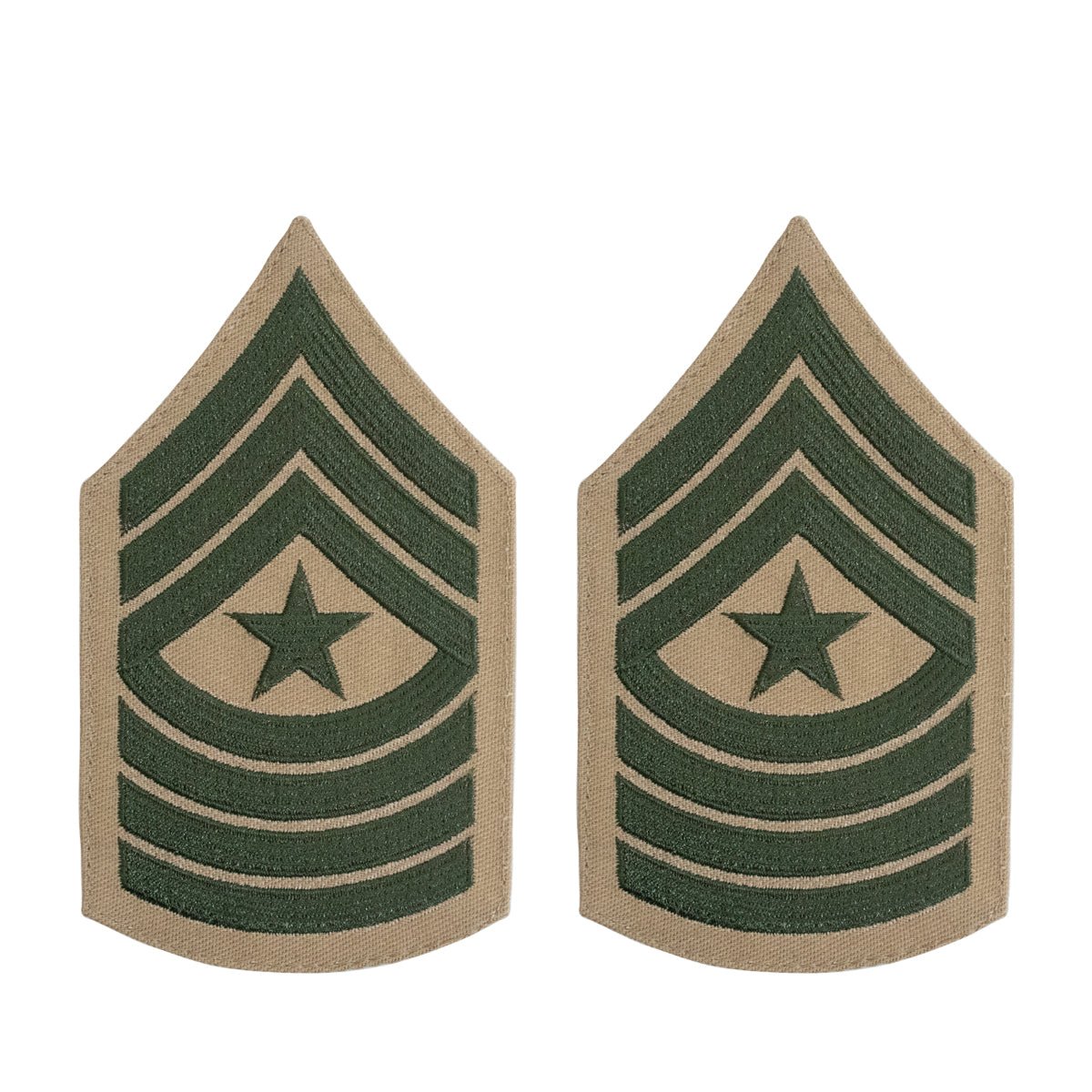 Marine Corps Chevron: Sergeant Major - green embroidered on khaki, female - Hooyah Woodworks LLC
