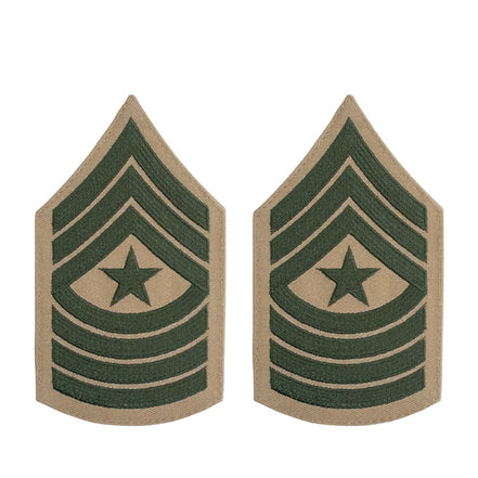 Marine Corps Chevron: Sergeant Major - green embroidered on khaki, female - Hooyah Woodworks LLC