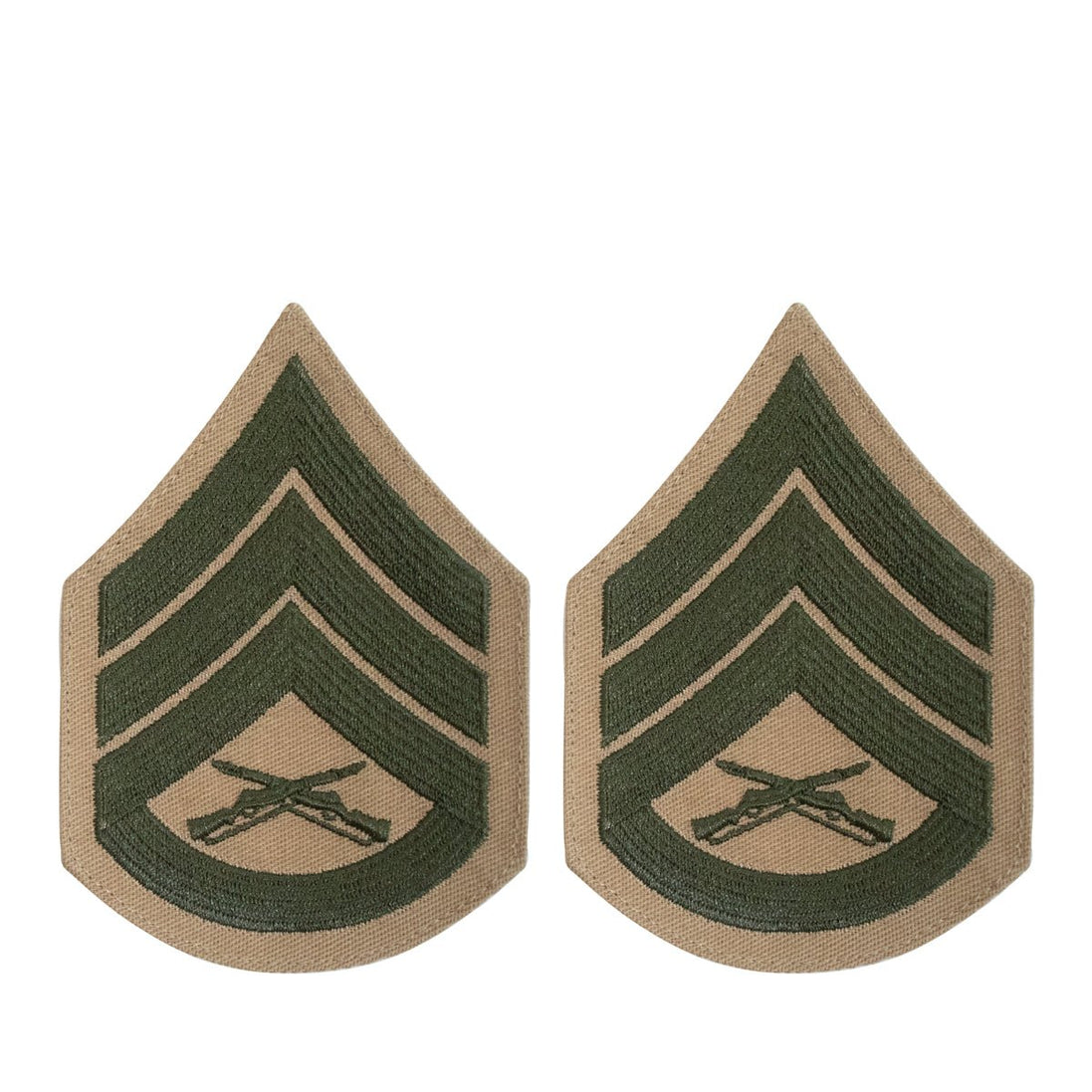 Marine Corps Chevron: Staff Sergeant - green embroidered on khaki, female - Hooyah Woodworks LLC