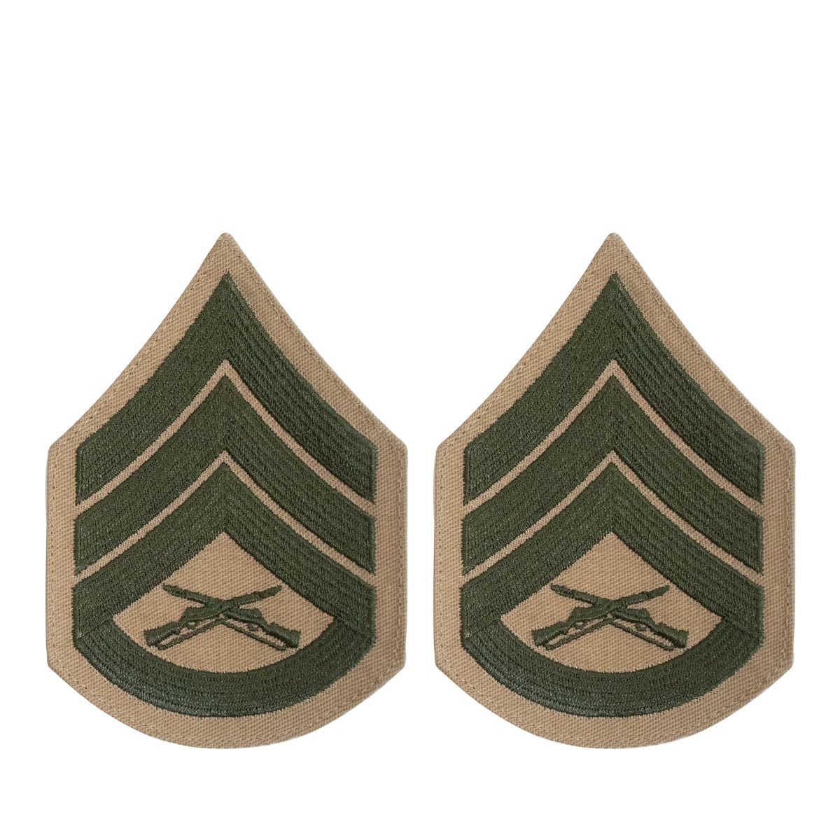 Marine Corps Chevron: Staff Sergeant - green embroidered on khaki, female - Hooyah Woodworks LLC